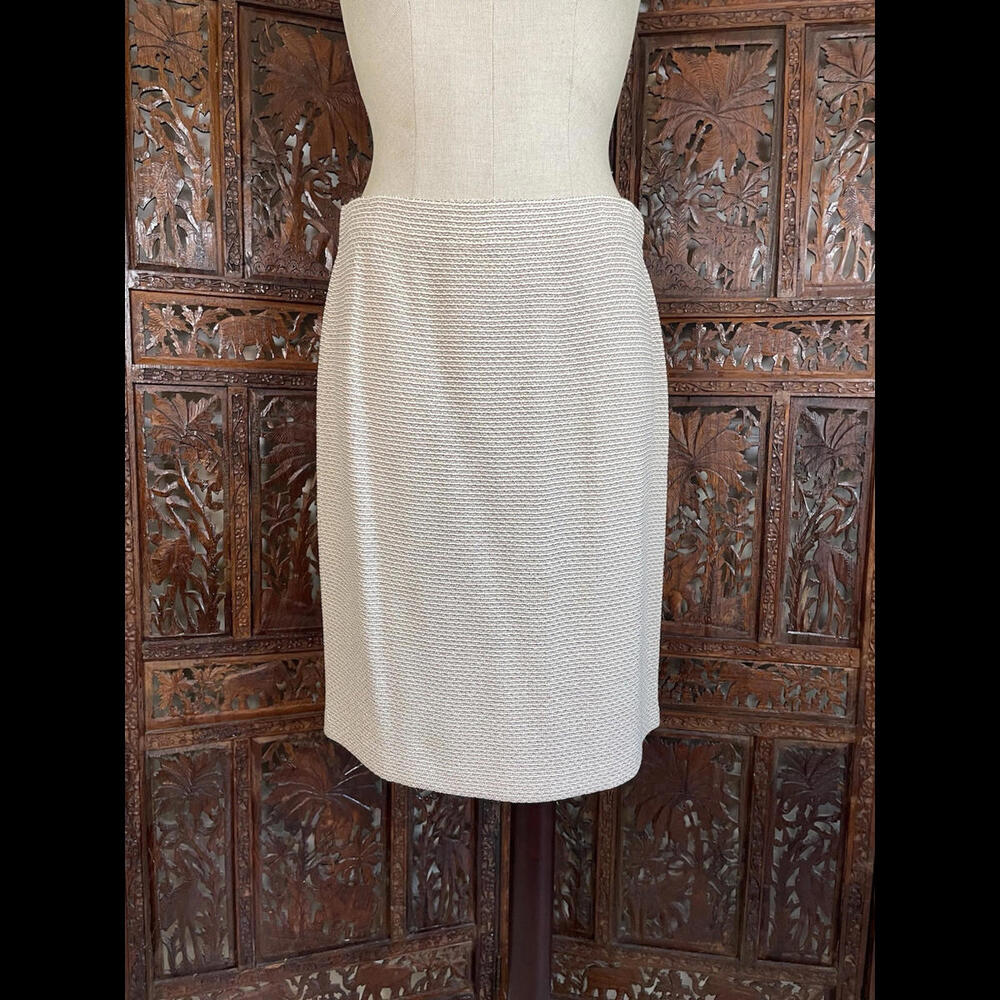 St. John Collection By Marie Gray Brown Stripe Sparkle Knit Skirt Sz 12 NWOT